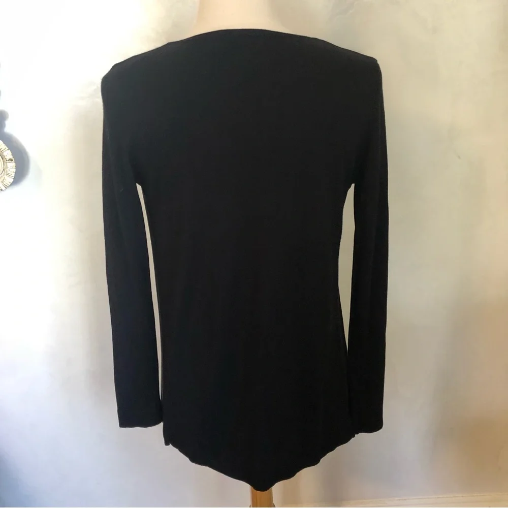 Zara Black faux Suede waterfall knit cardigan w/sliver eyelet grommet Size Small
